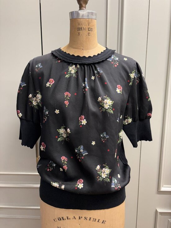 Ted Baker London Tops - Ted Baker Shrayha Scallop Trim Floral Mixed-Media Top - Size 3